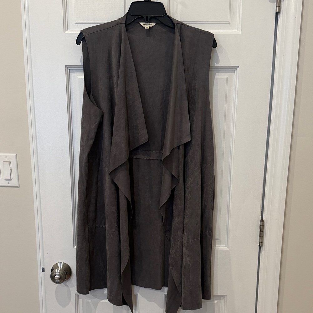Max Studio Sleeveless Draped Vest - Dark Gray